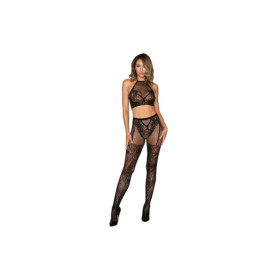 Ensemble Brassière fine résille et collant imprimé 